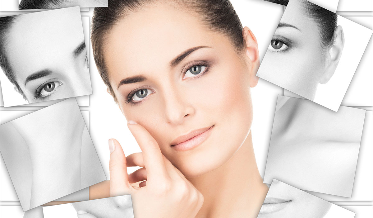 Portrait of young, healthy and beautiful woman (plastic surgery, medicine, spa, cosmetics and visage concept)